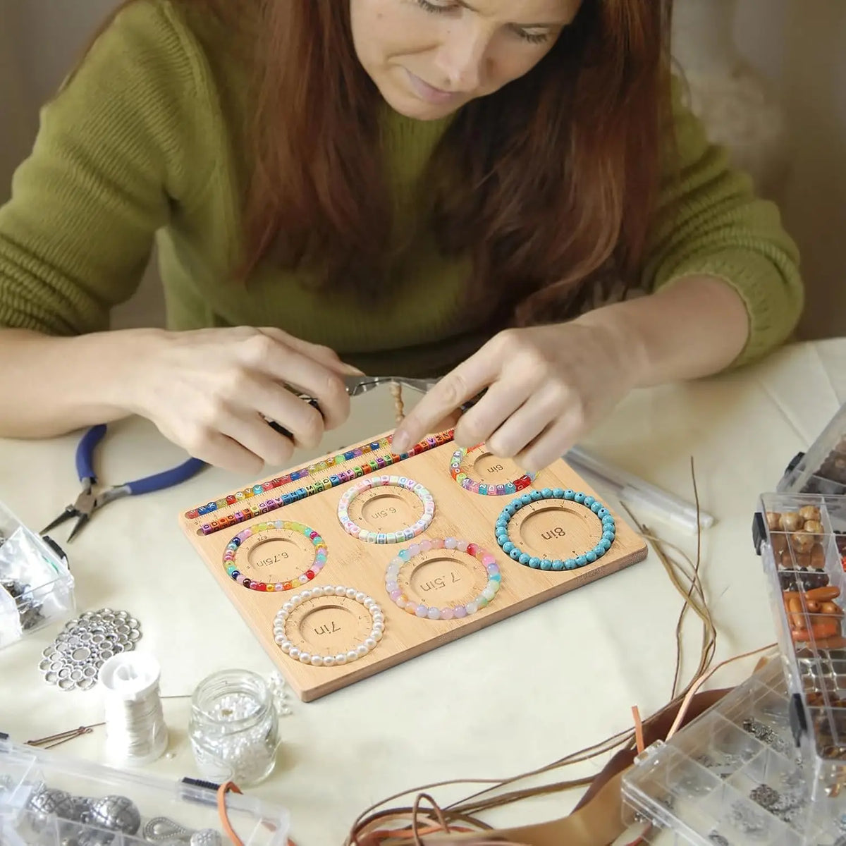 Bamboo Bead Board for Jewelry Making – DIY Beading Tray Jewelry Making Board SWANS