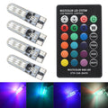 T10 W5W RGB LED Car Interior Bulbs 12V with Remote Control RGB Car LED Bulbs SWANS 4LED 1SET RGB