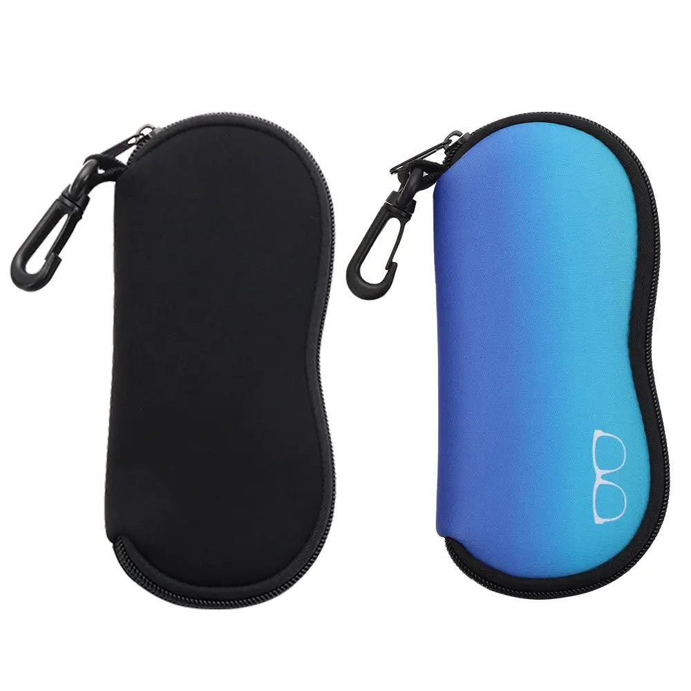 Neoprene Soft Glasses Case with Carabiner & Zipper Pouch Eyeglass Case SWANS