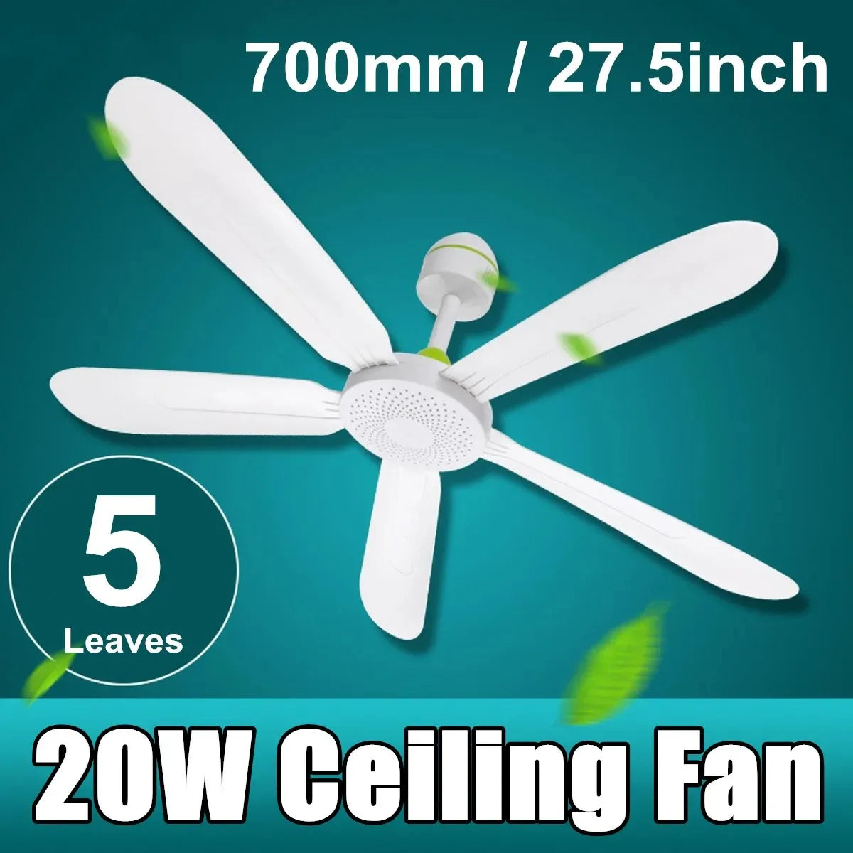 YTYIN 220V Silent 5-Blade Ceiling Fan 700mm – 10W Energy Saving Ceiling Fan SWANS