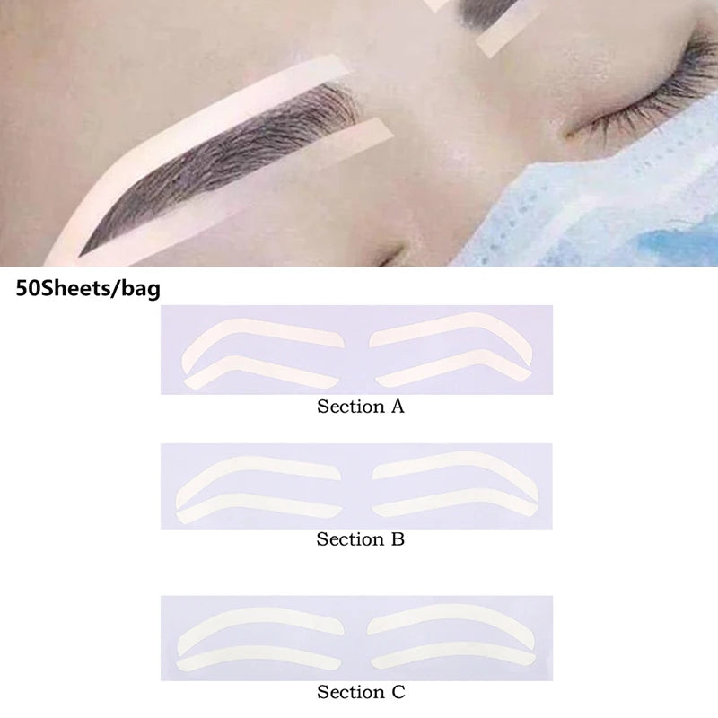 50-Pack Disposable Eyebrow Stencils – Airbrush Shaping Stickers Eyebrow Stencil Stickers SWANS