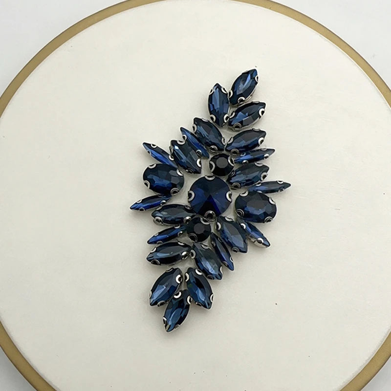 Floral Rhinestone Iron-On Applique – Crystal Beaded Patch Rhinestone Iron-On Patch SWANS A6