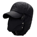 Winter Faux Fur Trapper Hat – Unisex Windproof Ear Flap Cap Winter Trapper Hat SWANS black