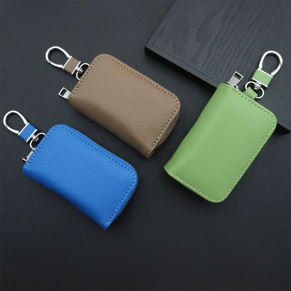 Unisex PU Leather Key Wallet Organizer – Zipper Key Case Key Wallet Organizer SWANS