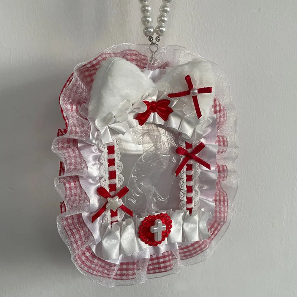 Sweet Plush Photocard Holder Lolita Ribbon Lace Anime Case Photocard Holder SWANS G