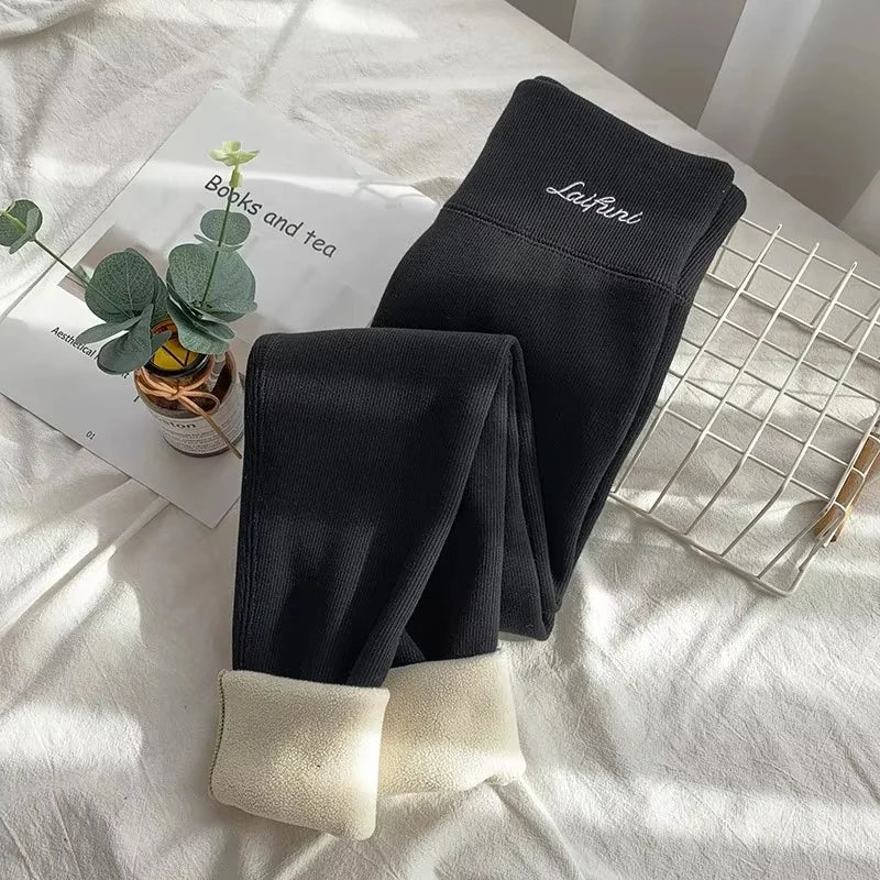 Women's High-Waist Thermal Fleece Leggings – Yoga Winter Pants Thermal Yoga Leggings SWANS Black-M One Size