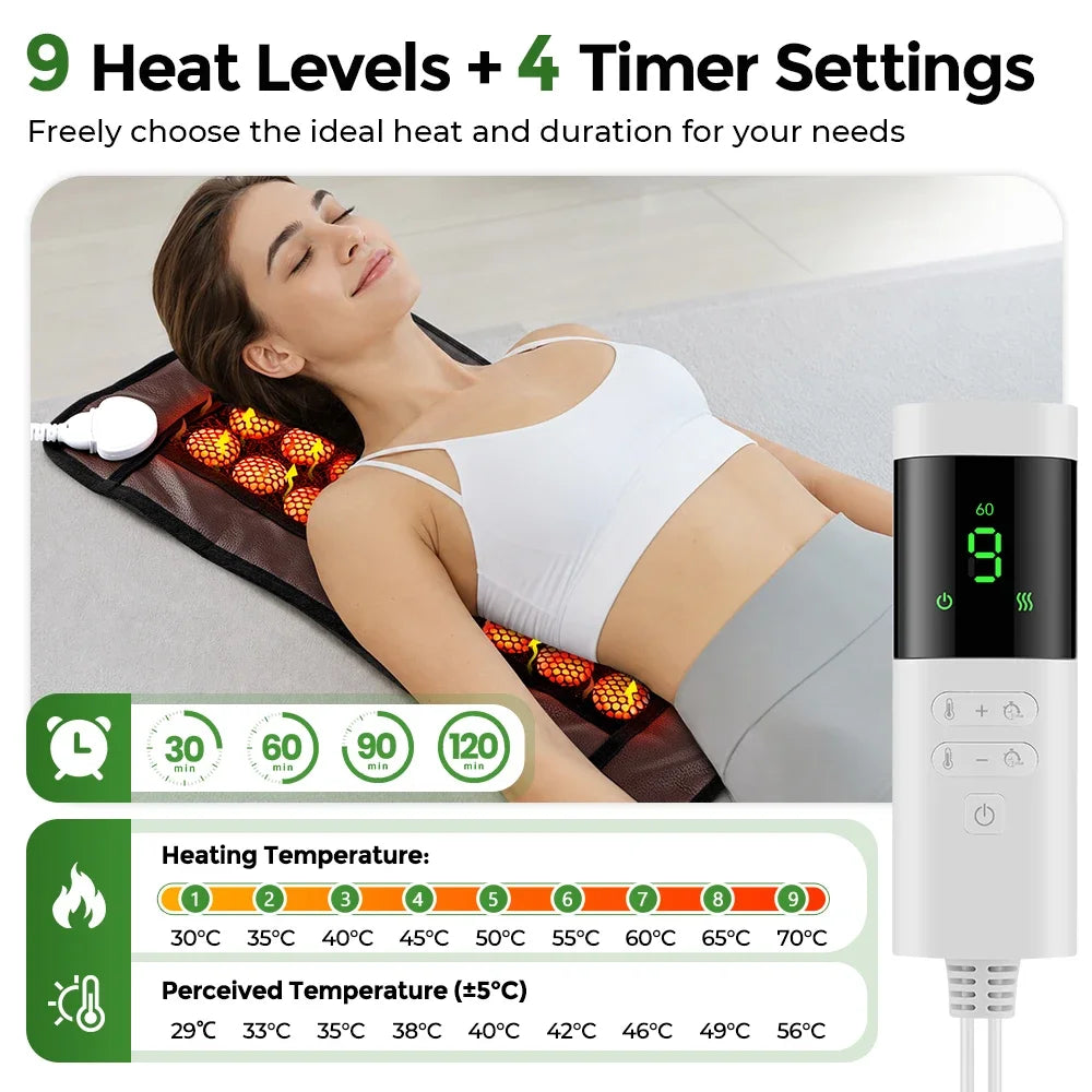 AFDEAL Jade Stone Heating Pad – 9 Levels, Dual-Sided, 36 Stones Jade Heating Pad SWANS
