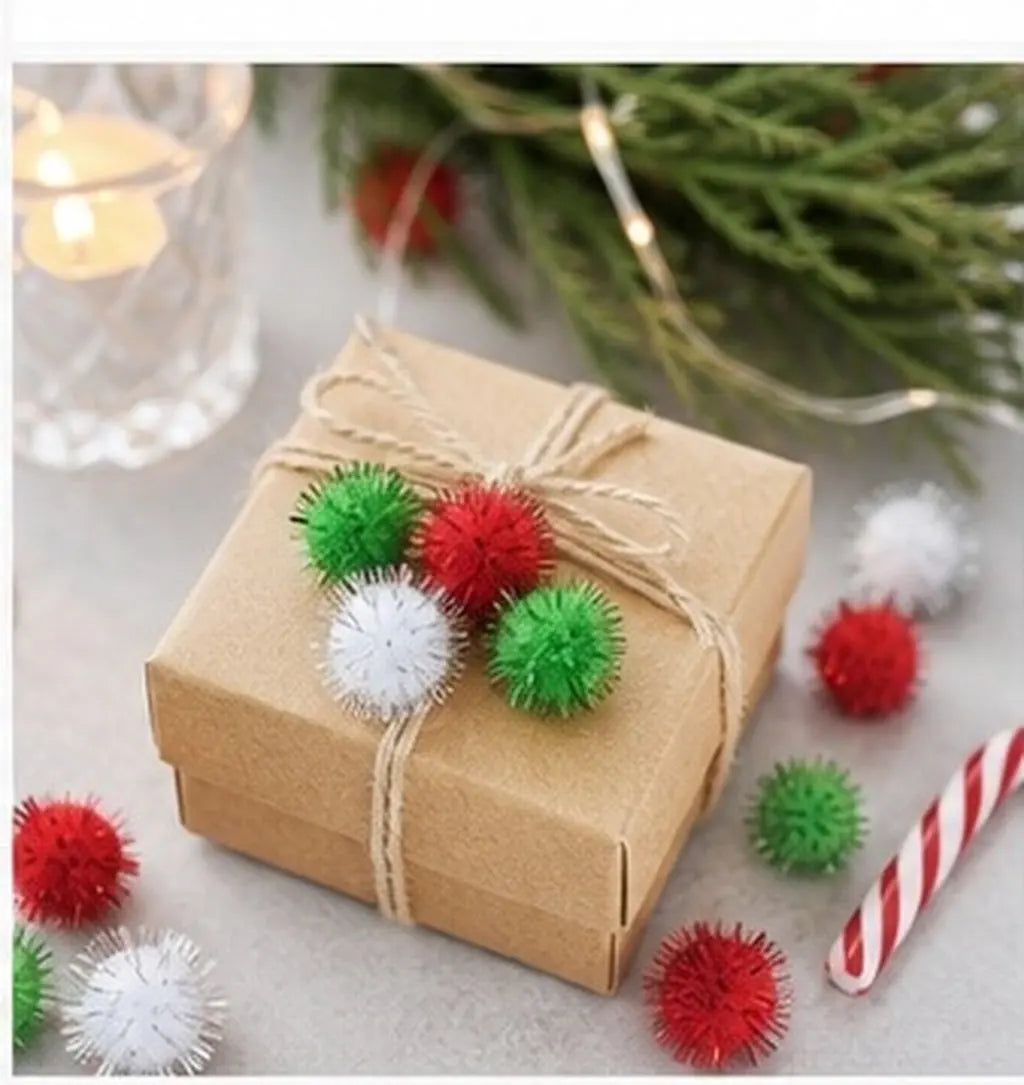 300Pcs Mini Glitter Pom Poms 10mm Red Green White DIY Crafts Craft Pom Poms SWANS other