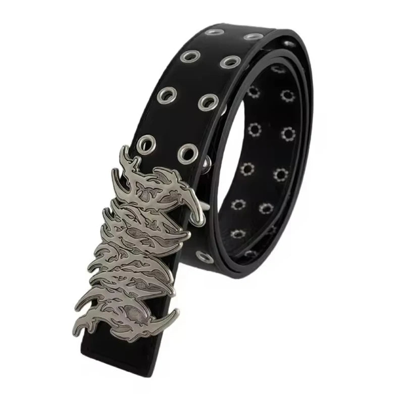 Y2K Hollow Punk Belt – Unisex PU Fashion Belt | Black Fashion Belt SWANS