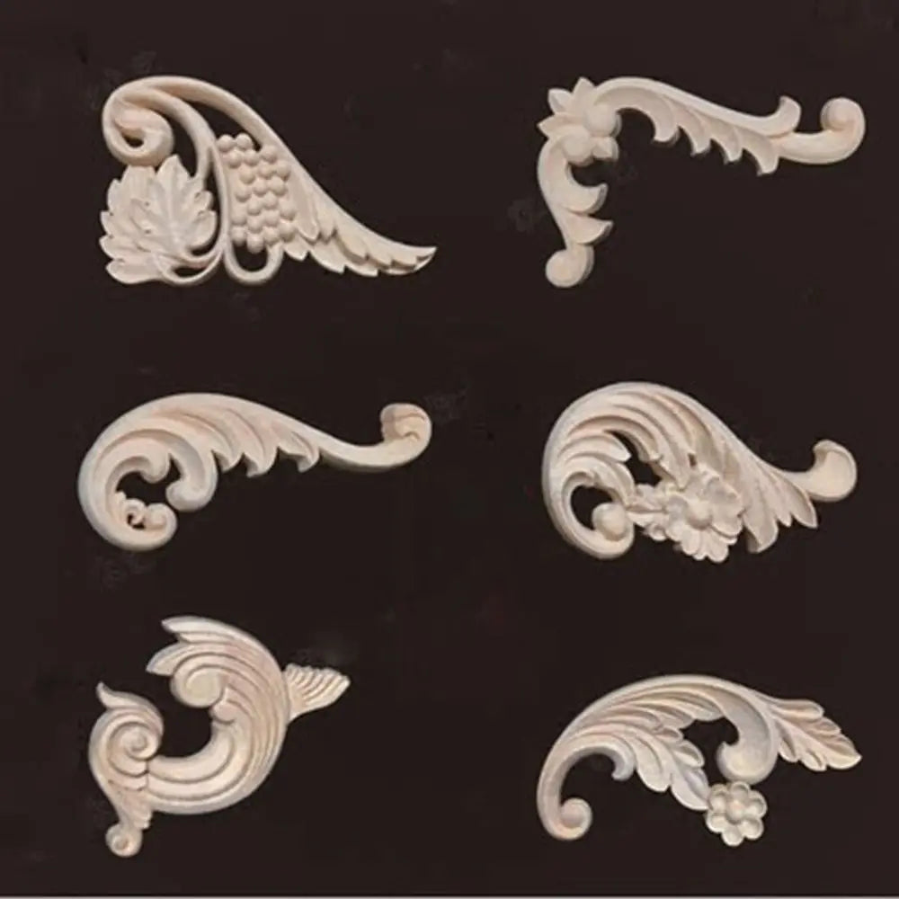 Floral Wood Carved Corner Appliques – Wall & Door Decor Decorative Wood Applique SWANS