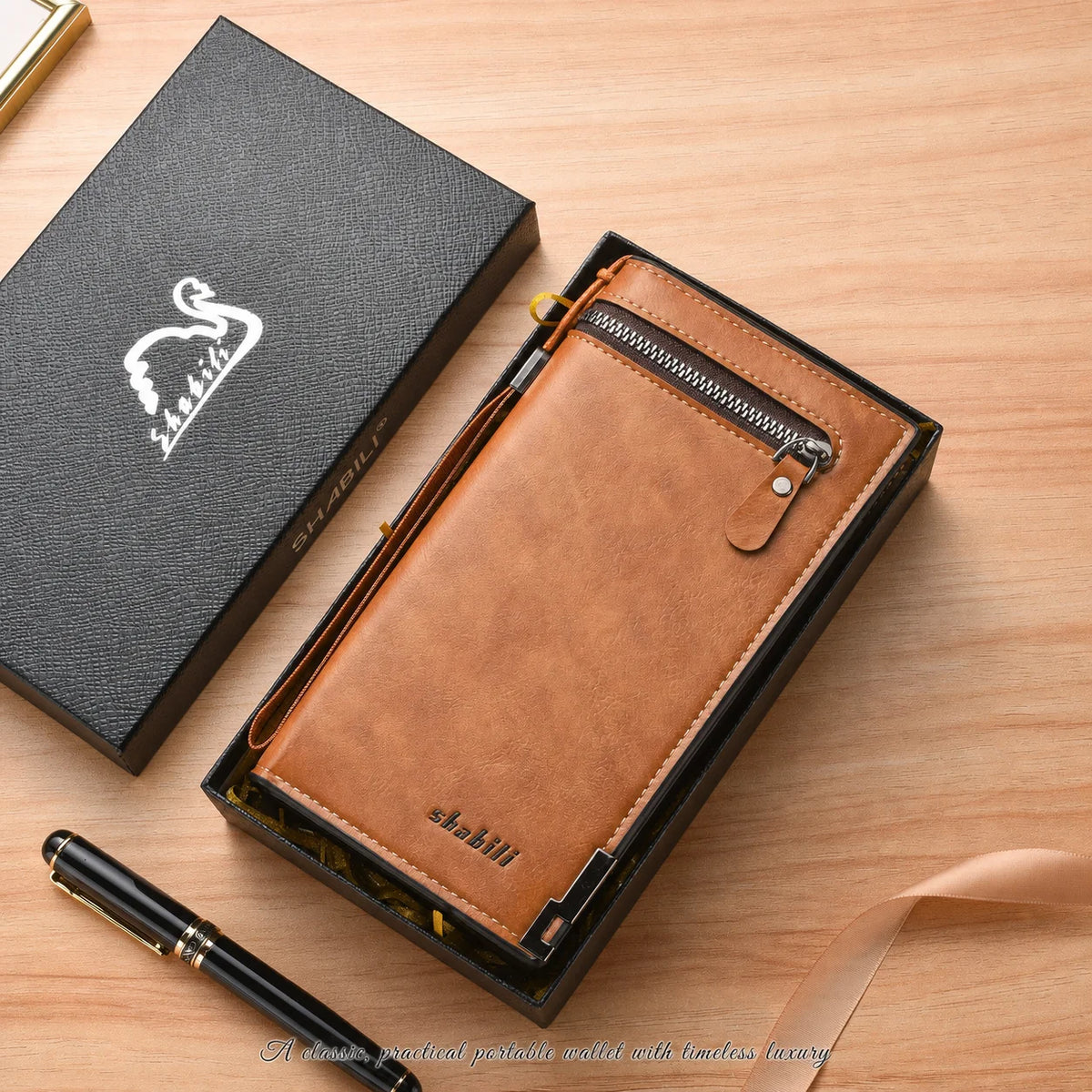 Long PU Leather Wallet – Multi-Card Organizer & Wrist Strap PU Leather Wallet SWANS