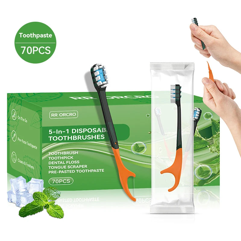 Yunchi Disposable Travel Toothbrush with Burst Bead & Toothpaste Disposable Toothbrush SWANS toothpaste 70pcs