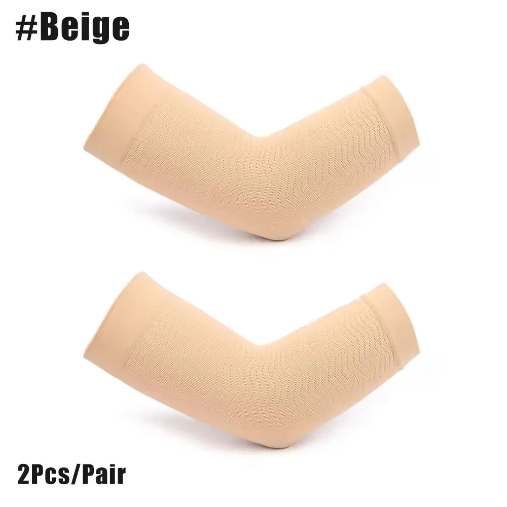 Upper Arm Compression Sleeves – Women's Workout Arm Shapers Arm Compression Sleeve SWANS Beige One Size
