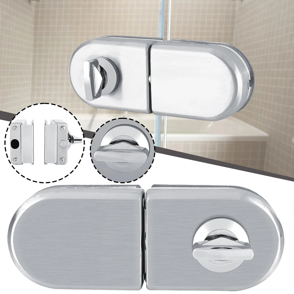 Drill-Free Frameless Glass Door Lock 8-12mm Clamp-On Glass Door Lock SWANS