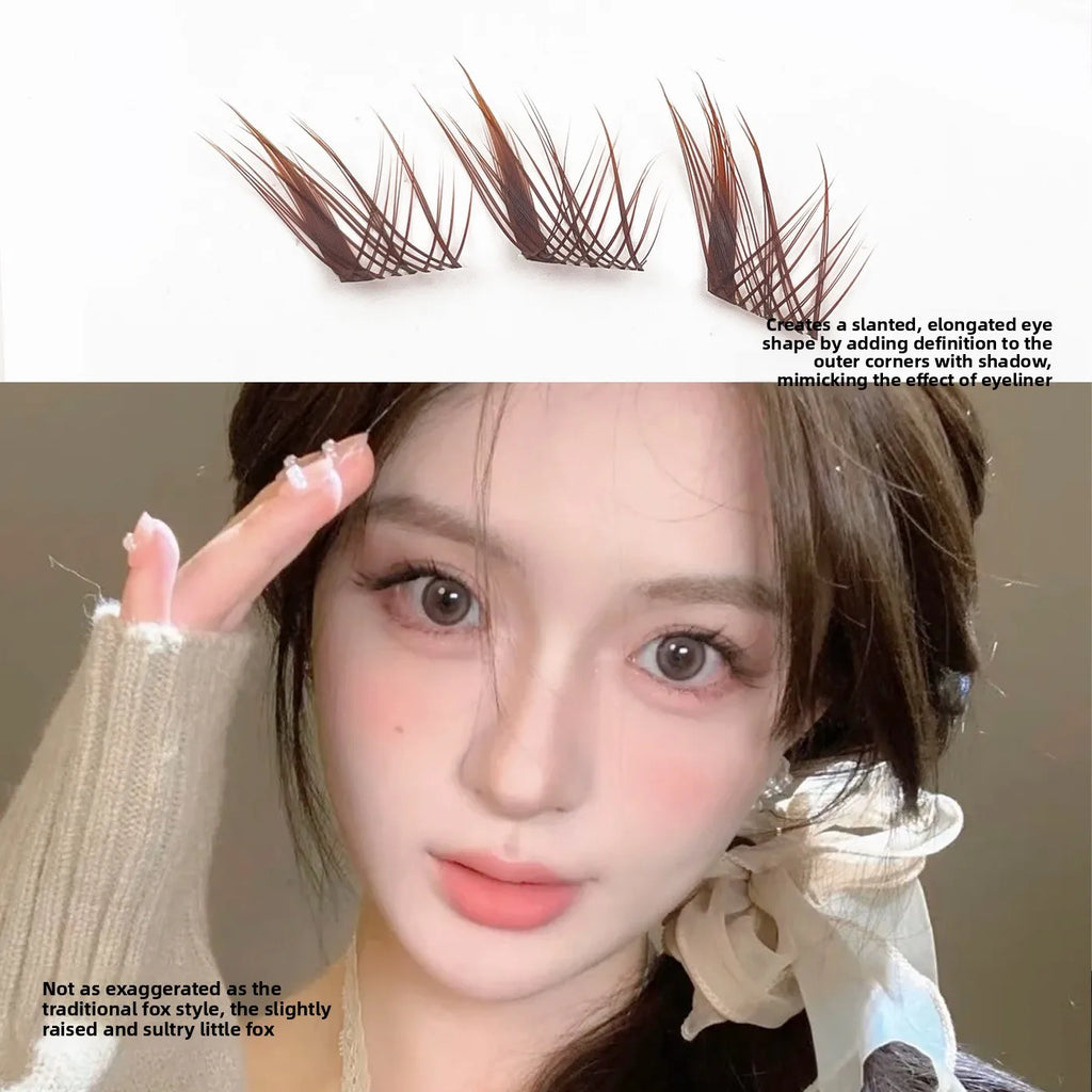 No-Glue Caramel Brown Fox Eye Wispy Cluster False Lashes False Eyelashes SWANS