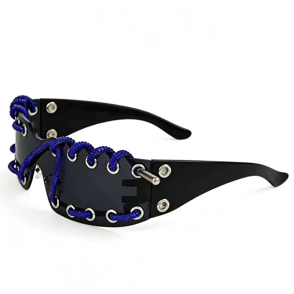 Y2K Wide Shield Sunglasses UV400 Polarized Unisex Shield Sunglasses SWANS Black Blue