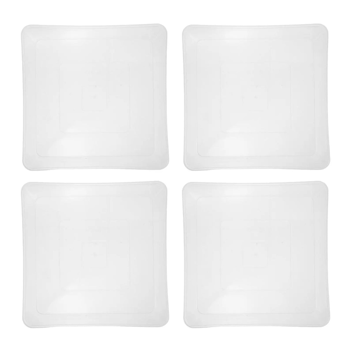 4-Pack Clear Square Plant Saucers – Thick Plastic Drip Trays Plant Drip Tray SWANS
