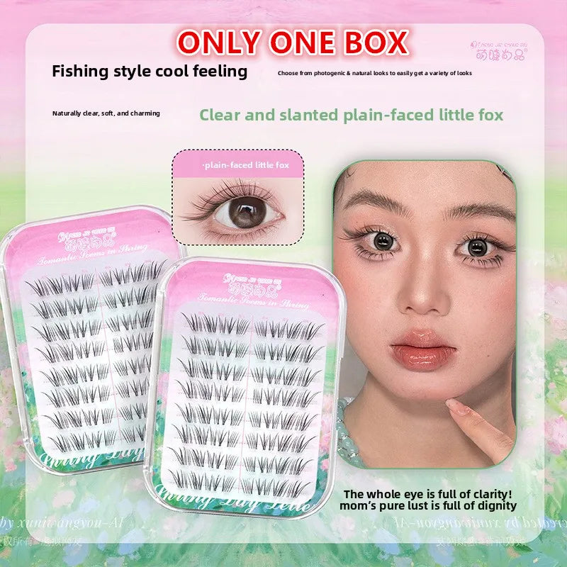 No-Glue 3D Manga Cat Eye False Lashes – Reusable & Curly False Eyelashes SWANS 03 C