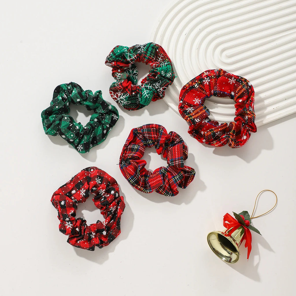 Christmas Snowflake Fabric Scrunchie – Gentle Hair Tie Hair Scrunchie SWANS