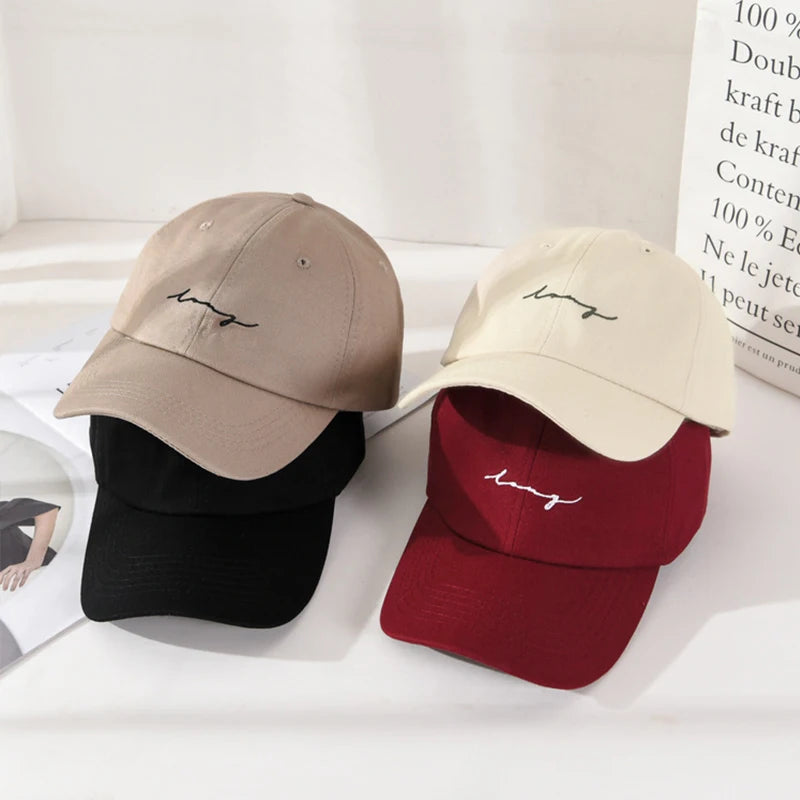 Unisex Cotton Baseball Cap – Letter Embroidery Adjustable Sun Hat Baseball Cap SWANS