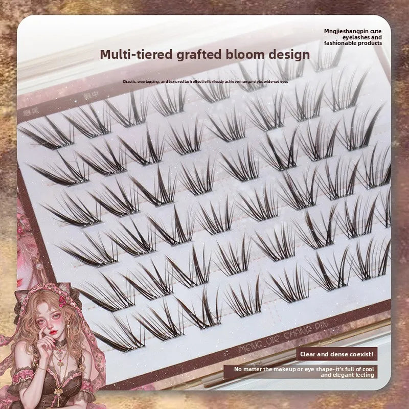 No-Glue Cluster False Eyelashes Fox Eye Winged Natural Look Cluster False Lashes SWANS
