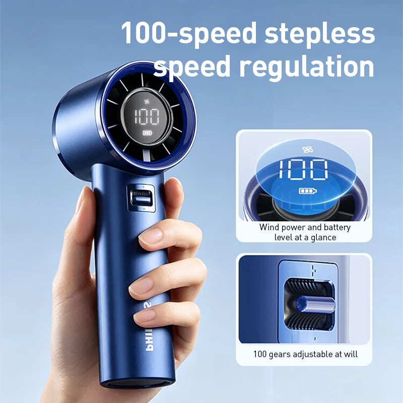 Philips Portable Handheld Fan 5000mAh Metal Shell USB-C 100-Speed Portable Handheld Fan SWANS