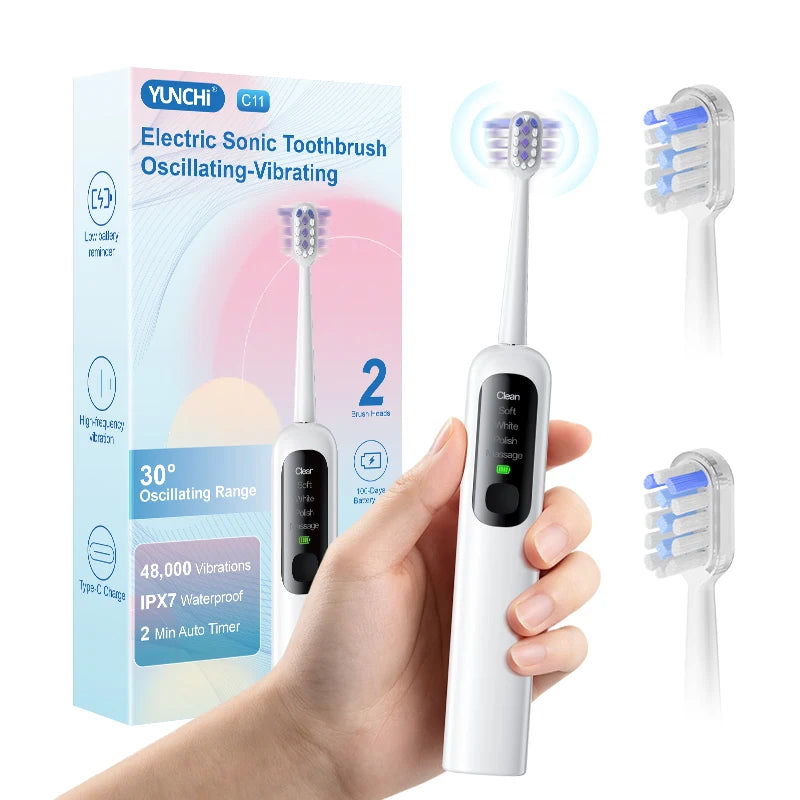 YUNCHI Electric Toothbrush – IPX7, 5 Modes, 100-Day Battery Electric Toothbrush SWANS