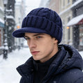 Winter Knitted Duckbill Beanie – Unisex Windproof Warm Hat Knitted Beanie Hat SWANS navy blue One Size