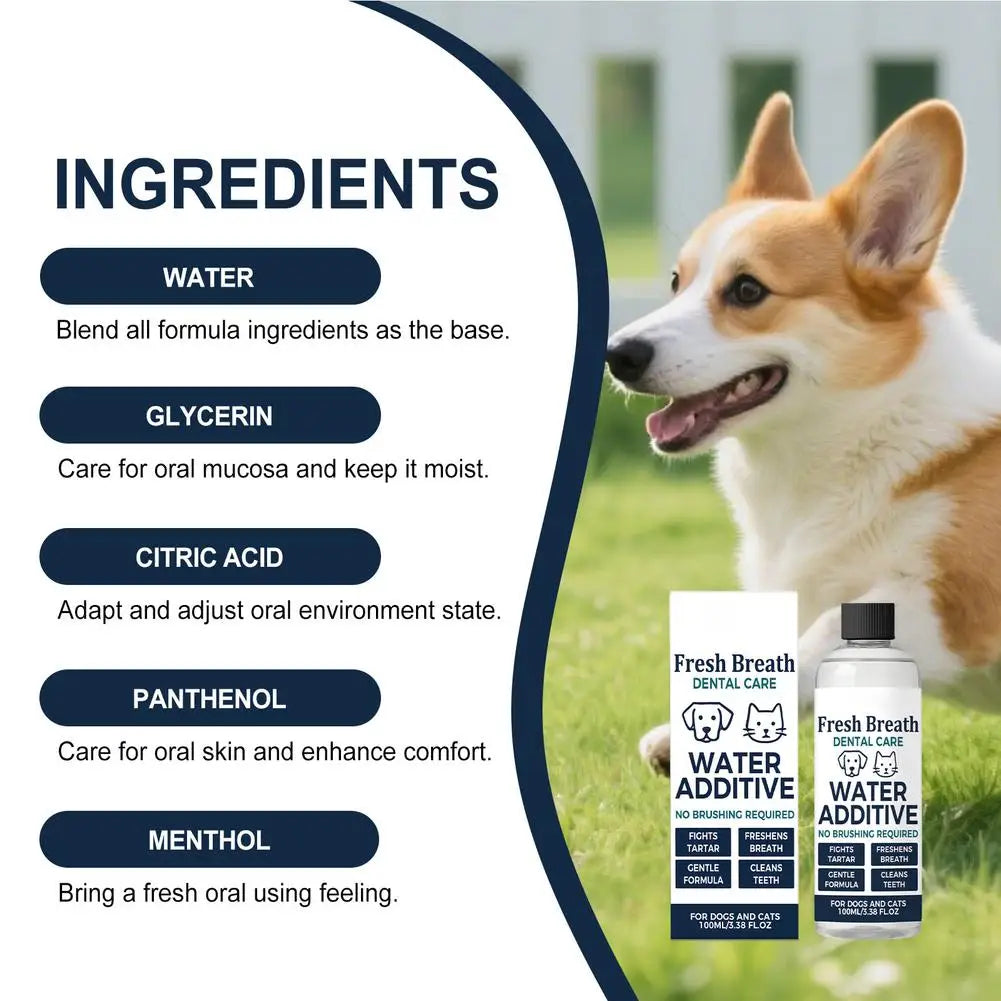 Pet Dental Water Additive – No-Brush Dog & Cat Mouthwash Pet Dental Additive SWANS