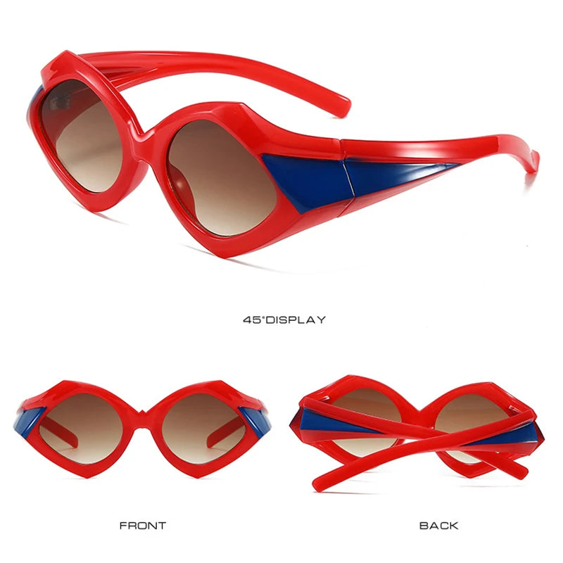 TOYEARN Y2K Oversized Rhombus Sunglasses UV400 Punk Unisex Oversized Sunglasses SWANS