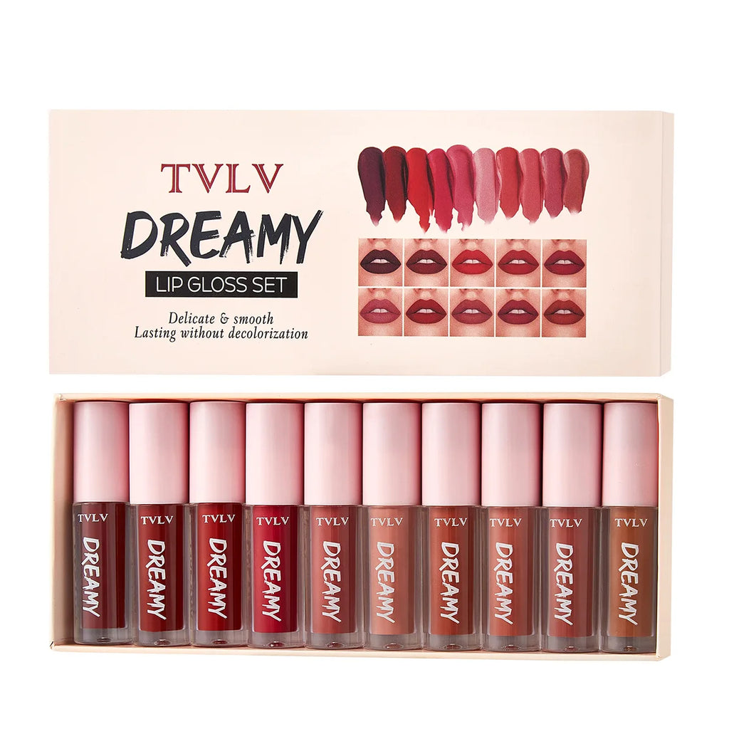 TVLV 10-Piece Matte Satin Lip Color Set – Waterproof Gift Box Lip Color Set SWANS