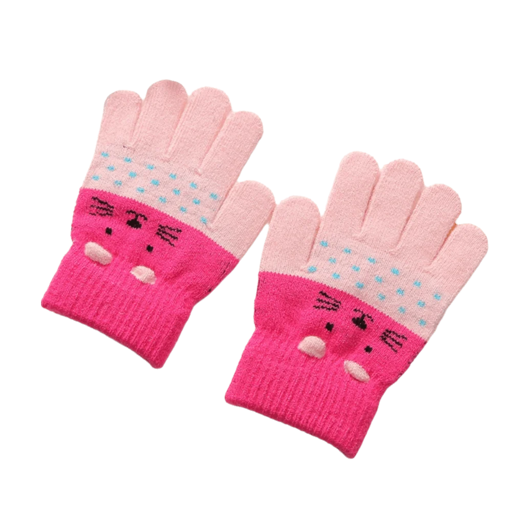 Kids Winter Knitted Mittens – Warm Windproof Gloves Ages 3–10 Kids Winter Mittens SWANS Pink
