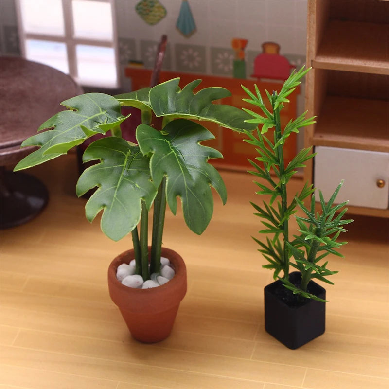 1:12 Scale Dollhouse Miniature Green Plant Potted Ornament Dollhouse Miniature SWANS