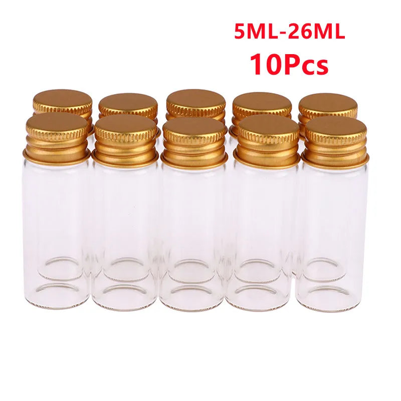 10-Pack Mini Glass Jars with Screw Cap – 5ml to 26ml Vials Mini Glass Storage Jars SWANS