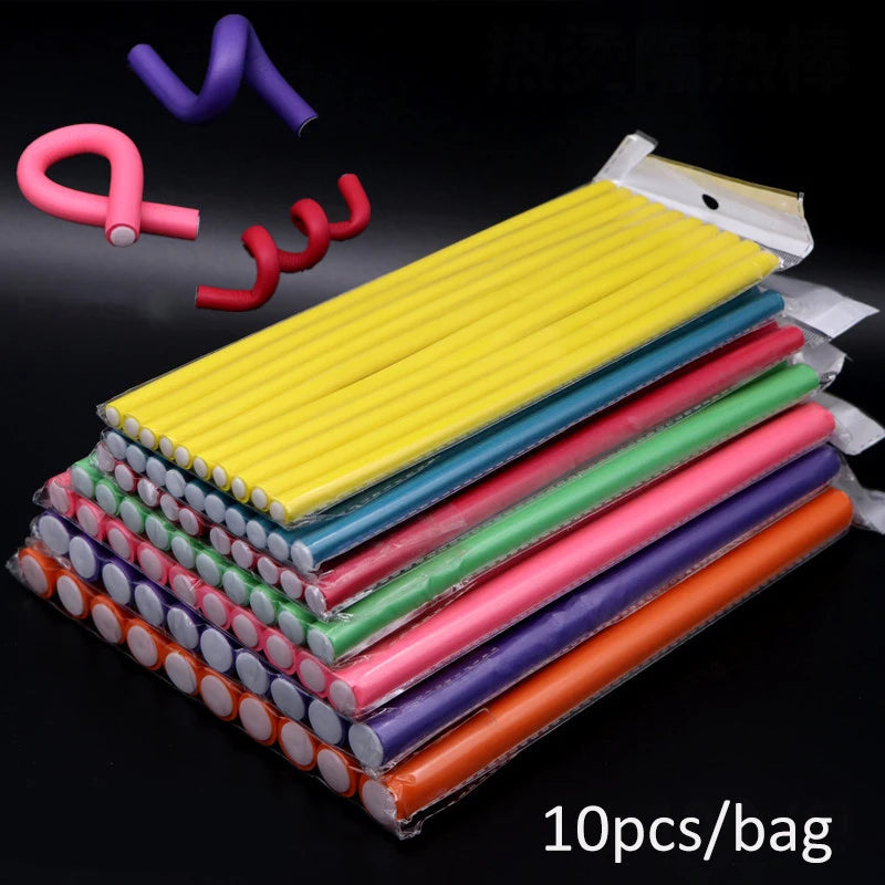 10-Pack No-Heat Foam Hair Curling Rods – Bendy Flexi Rollers Hair Curling Rods SWANS