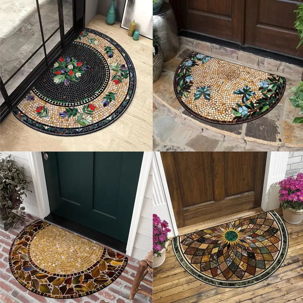 Semi-Circular Non-Slip Door Mat – Ethnic Style Entrance Rug Door Mat SWANS