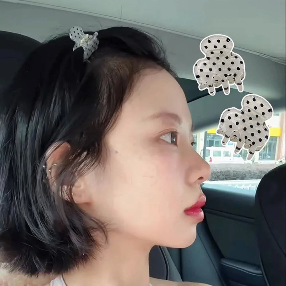 2-Pack Mini Polka Dot Hair Claw Clips – Transparent PC Hair Claw Clips SWANS