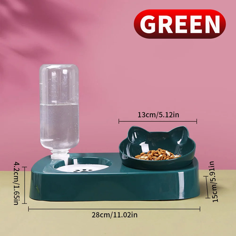 SWANS Double Pet Bowl – Auto Water Feeder for Cats & Dogs Double Pet Bowl SWANS GREEN