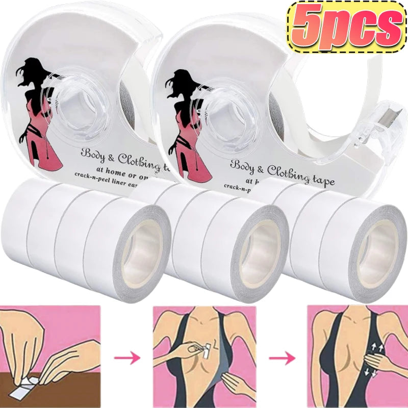 Women's Double-Sided Fashion Tape – 5 Rolls Clothing Body Tape Fashion Clothing Tape SWANS