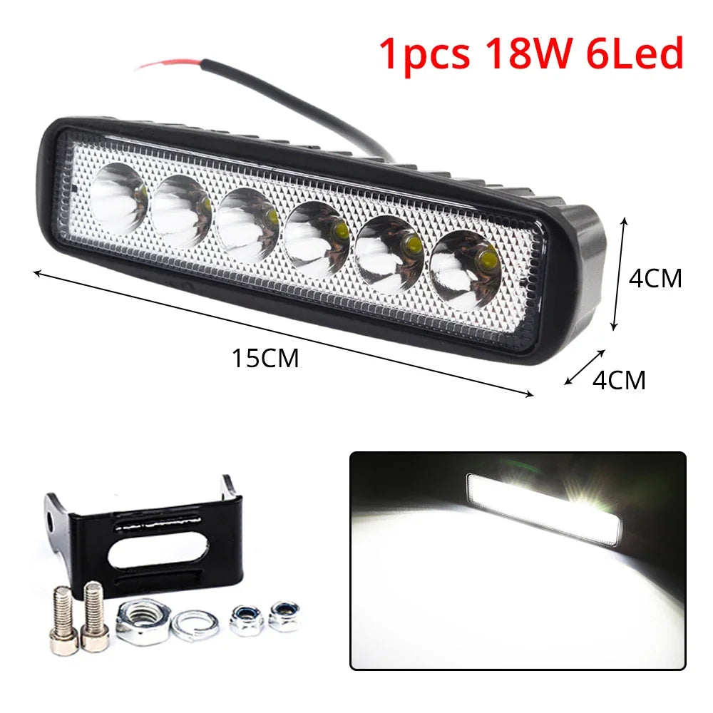 HVIERO 18W 6-LED IP68 Waterproof Spot Light Bar 12V Offroad LED Work Light Bar SWANS 18W 6LED