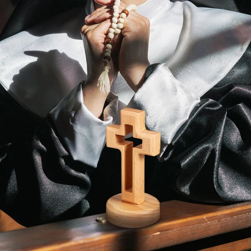 Wooden Crucifix with Jesus Statue – Church & Home Decor Religious Wood Decor SWANS