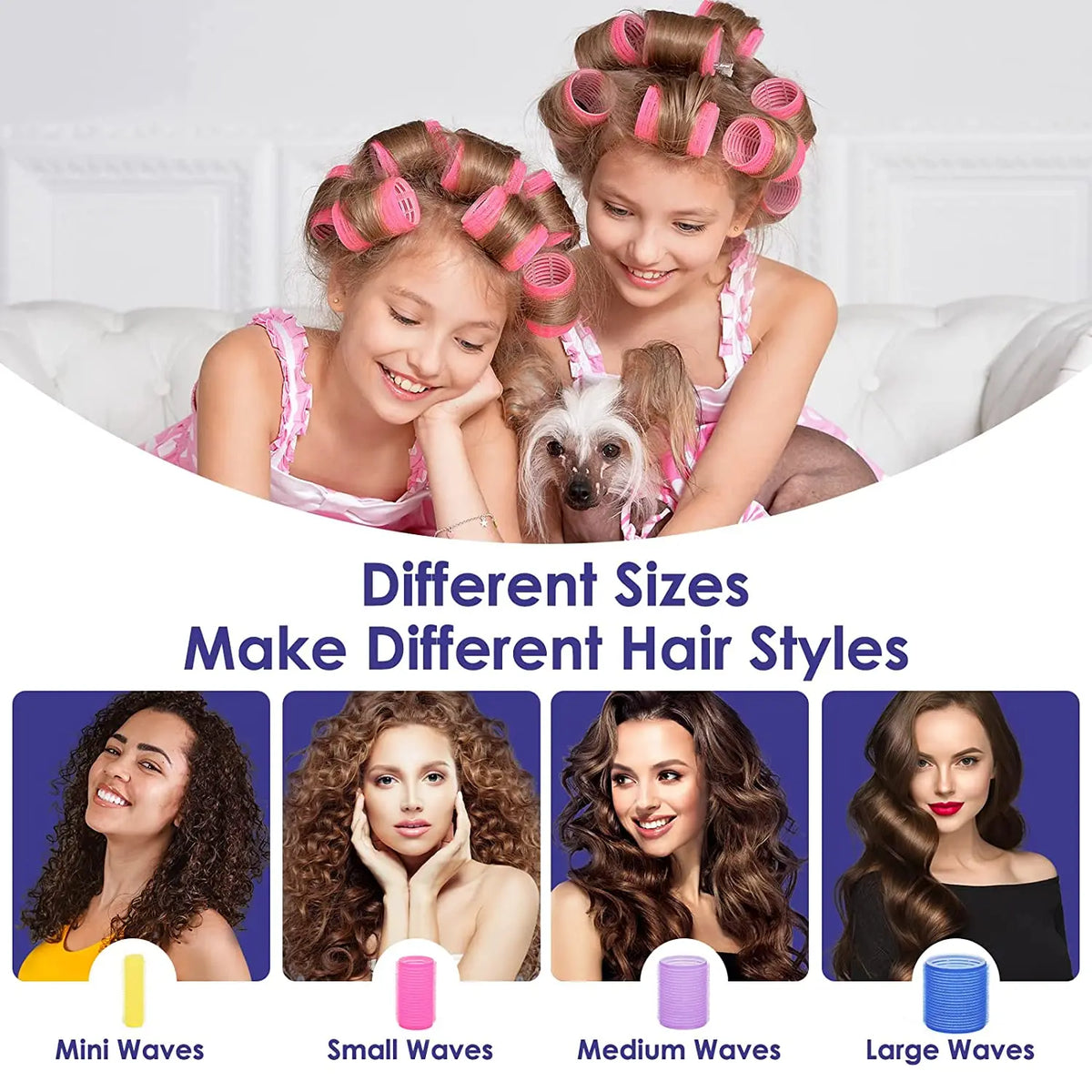 6-Pack Jumbo Self-Grip Heatless Hair Rollers – DIY Curlers Hair Rollers SWANS