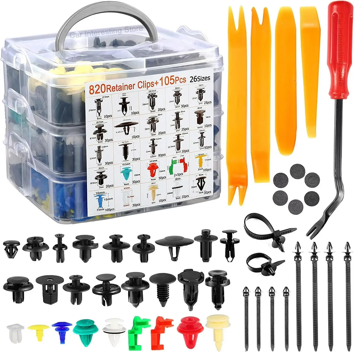 800-Pc Car Fastener Clip Kit – Push Retainer Pin Rivets Auto Fastener Clip Kit SWANS 925 Pcs with Box