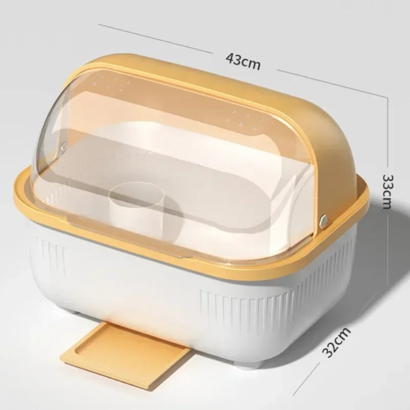 SWANS Dish Drying Rack with Lid Cover – Kitchen Organizer Dish Drying Rack SWANS Yellow