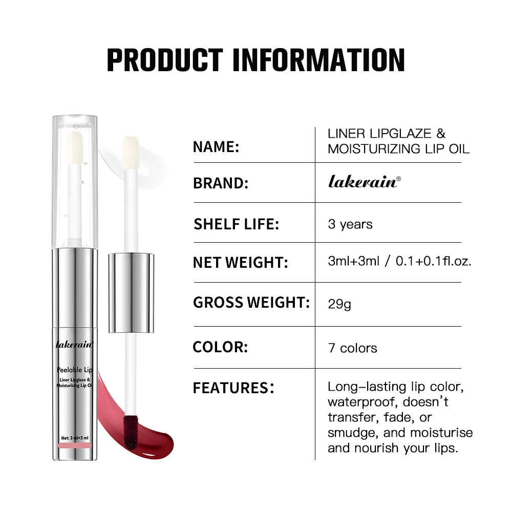 2-in-1 Peel Off Lip Liner & Lip Oil – Waterproof, 7 Colors Lip Liner & Lip Oil SWANS
