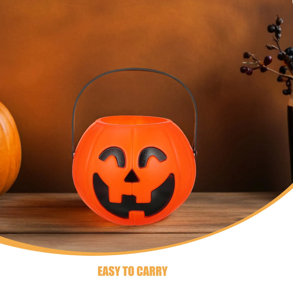 8-Pack Halloween Pumpkin Candy Buckets with Handle | Trick or Treat Halloween Candy Bucket SWANS