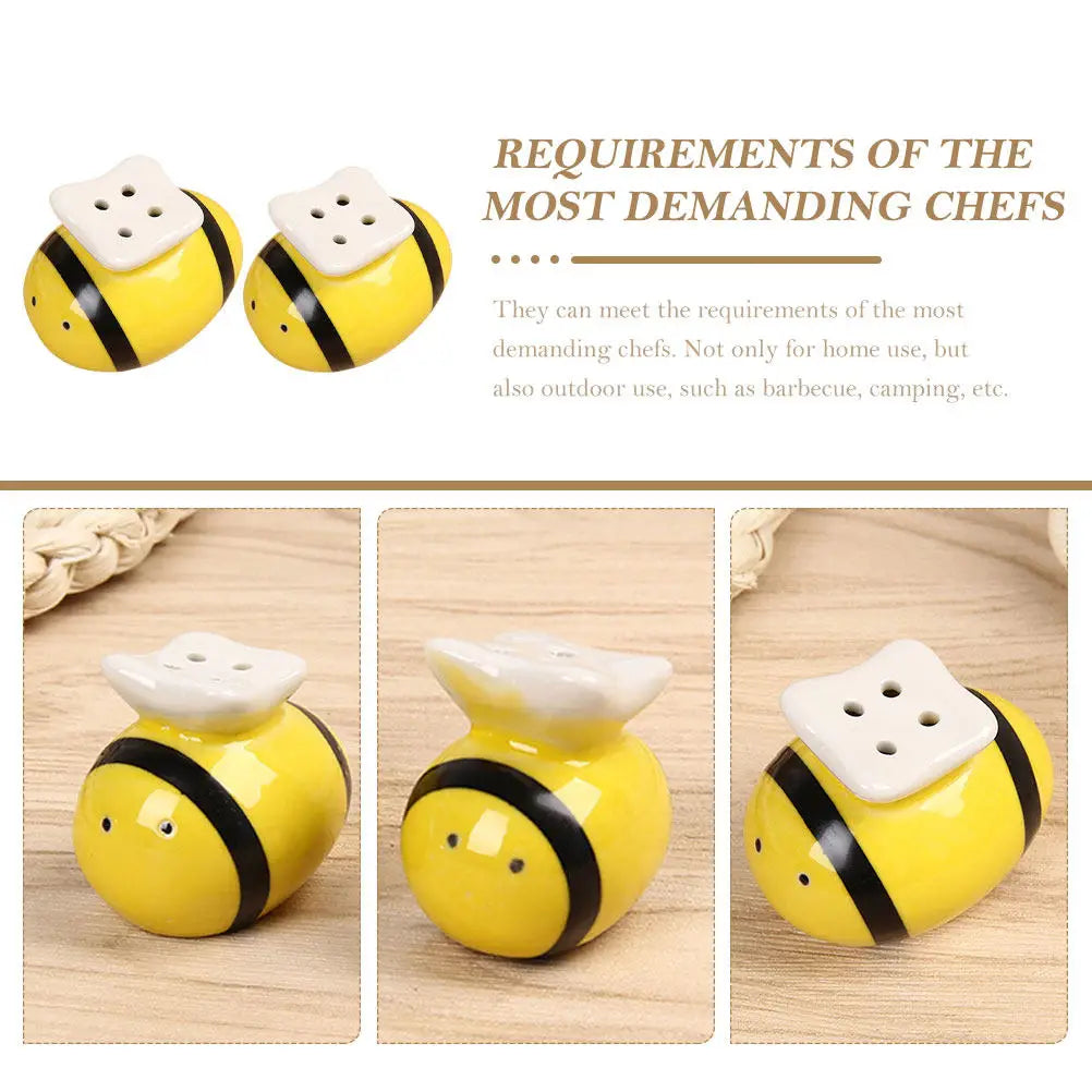 Honeybee Ceramic Salt & Pepper Shakers Set – 2Pcs Kitchen Spice Shaker Set SWANS