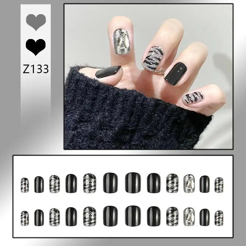 Press-On French Tip Acrylic Nails – 24pc Short Fake Nail Set