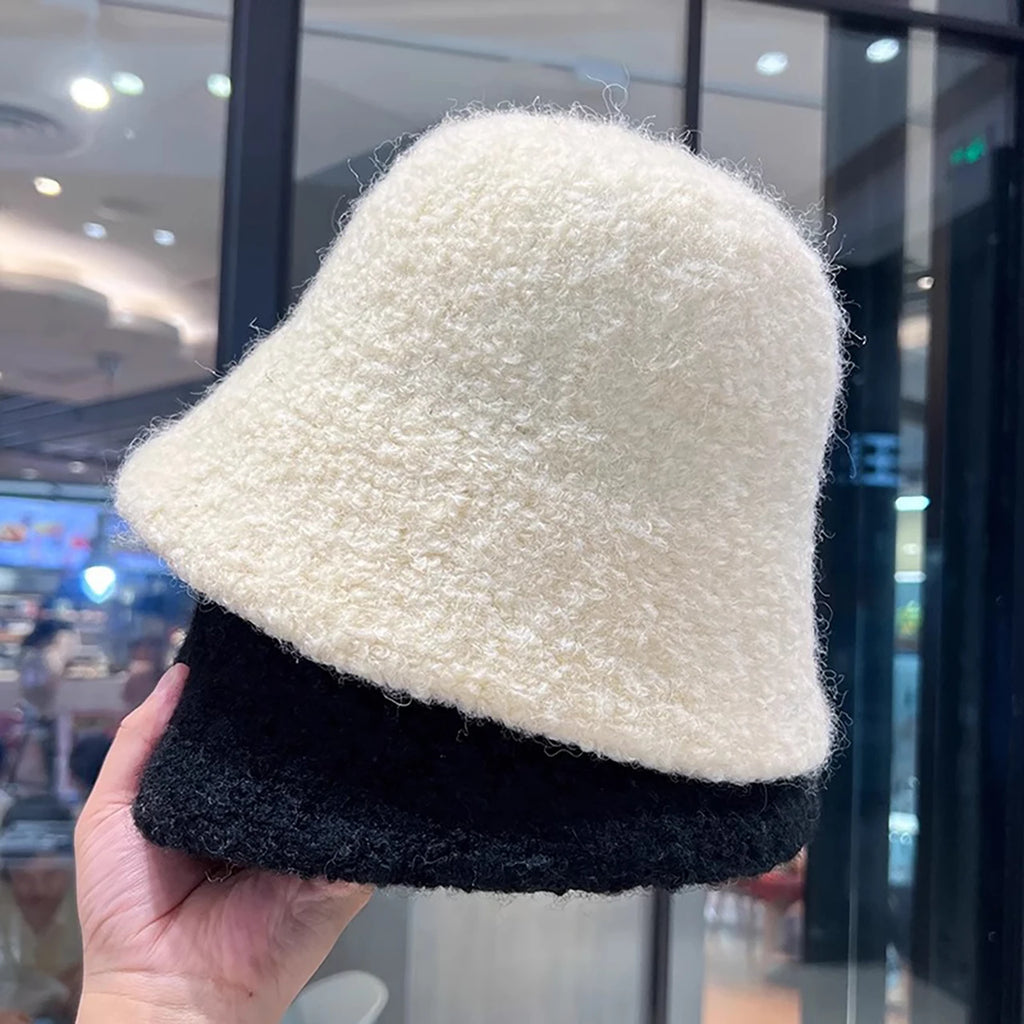 Women's Winter Knit Bucket Hat – Foldable Wide Brim Warm Cap Knit Bucket Hat SWANS