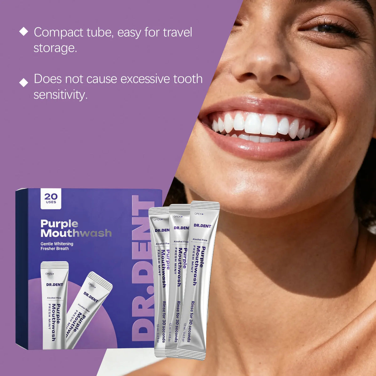 Purple Mouthwash Teeth Whitening Color Correcting – 20 Pack Whitening Mouthwash SWANS